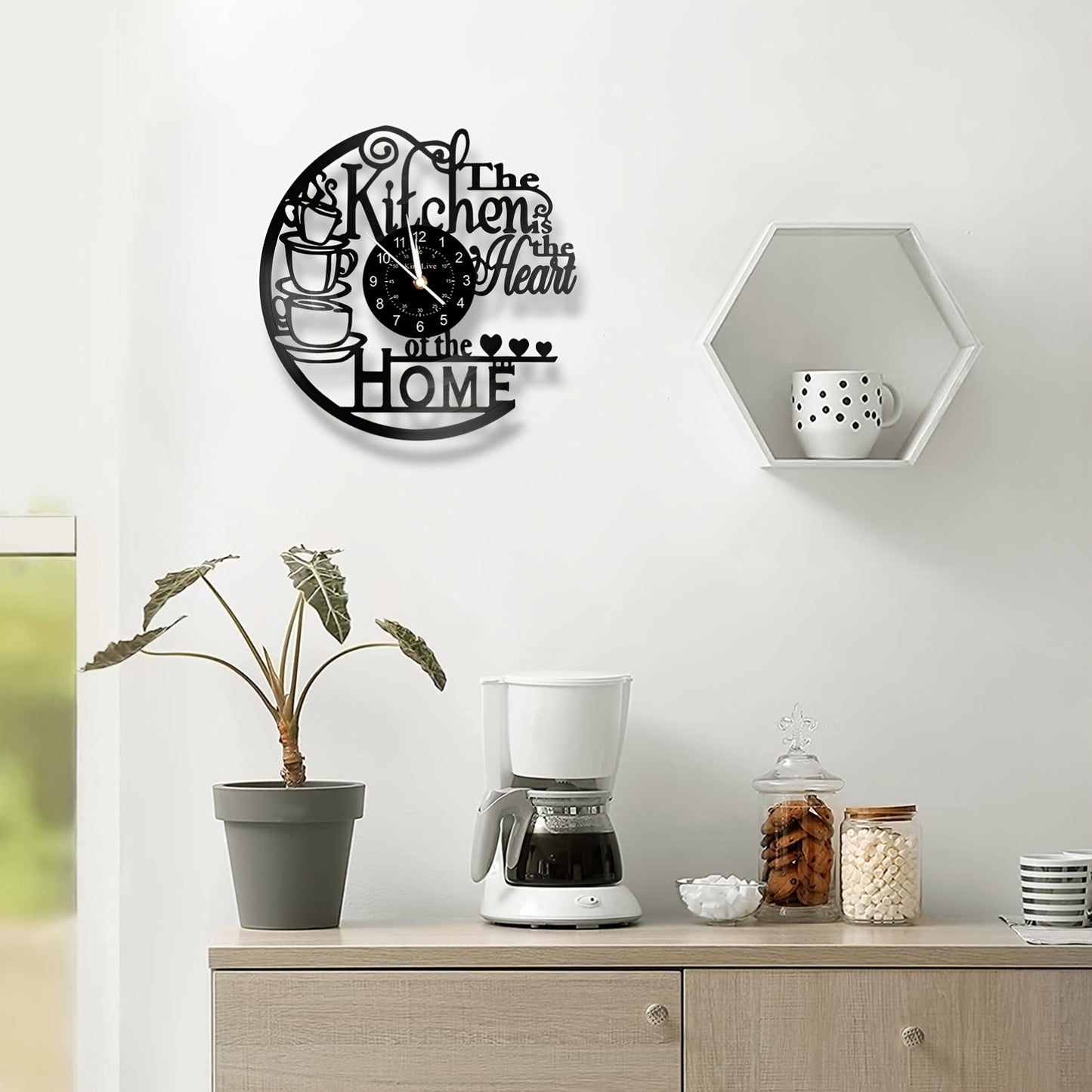 1pc Creative Coffee Design Vinyl Record Wall Clock, Wall Decoration Art Decoration, Coffee Clock - Exquisite Letter Design, Bedroom/study, Living Room Office, Birthday Gift, Christmas Gift/New Year Surprise Decoration