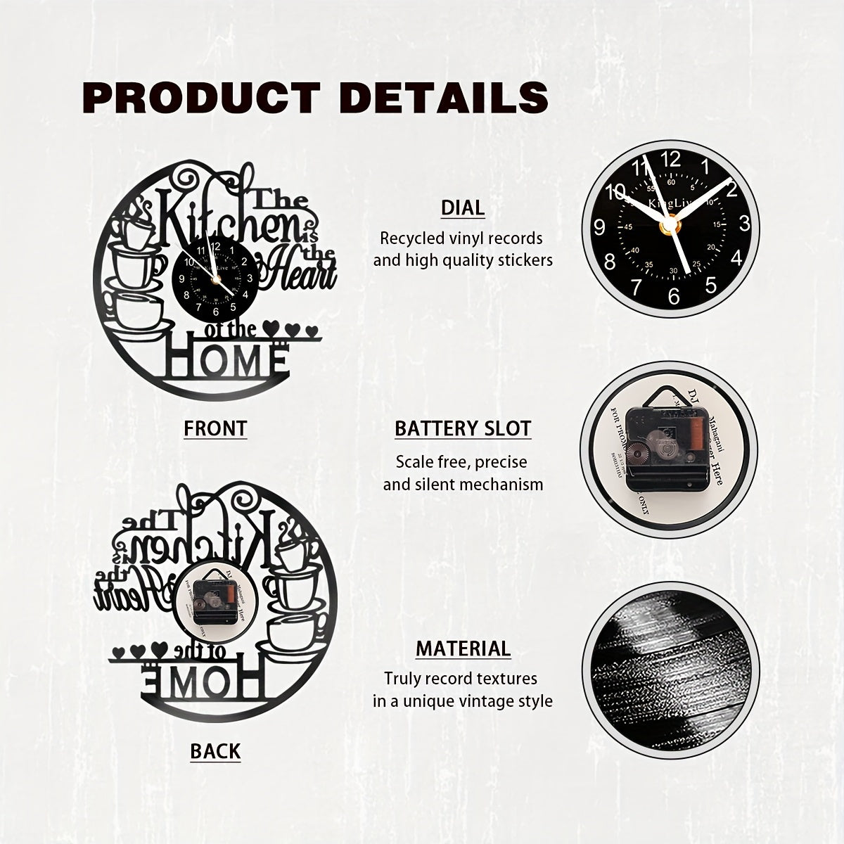 1pc Creative Coffee Design Vinyl Record Wall Clock, Wall Decoration Art Decoration, Coffee Clock - Exquisite Letter Design, Bedroom/study, Living Room Office, Birthday Gift, Christmas Gift/New Year Surprise Decoration