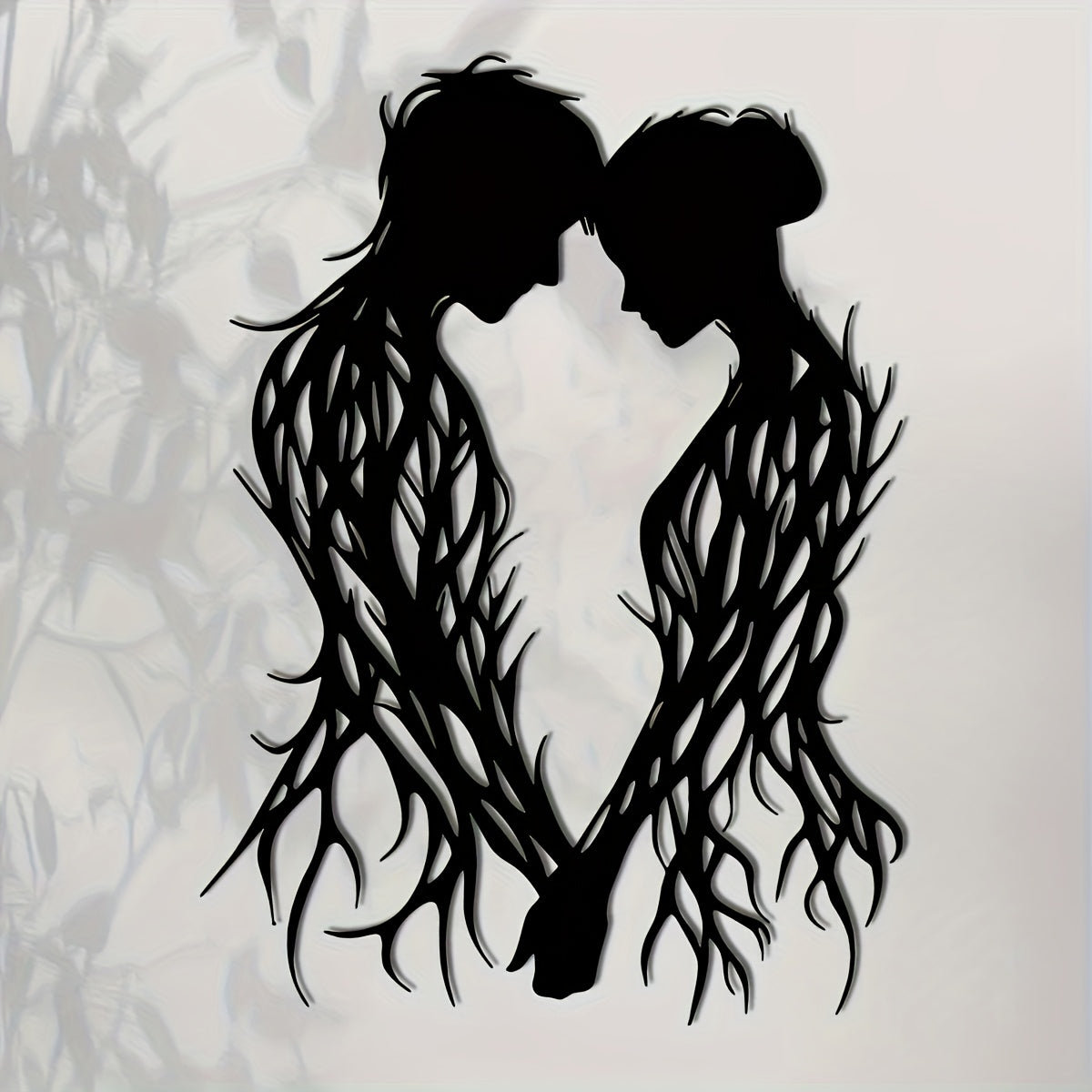 1pc Romantic Couple in Love Metal Wall Sculpture - Black & Brown Interlocking Hearts, Elegant Wedding/Valentine's/Mother's Day/Anniversary Gift - Indoor/ Decoration for Home, Patio, Balcony - Housewarming or Independence Day