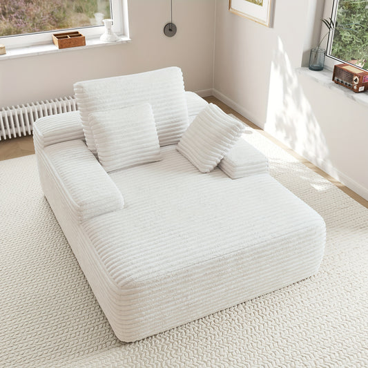 67" Oversized Chaise Lounge Chair, Comfy Corduroy Chaise Sofa Recliner Bed Upholstered Sleeper Couch Bed with Throw Pillows And Armrests for Living Room, Movie Room, Bedroom, Chaise Lounge Sofa, Movie Room Furniture, Living R